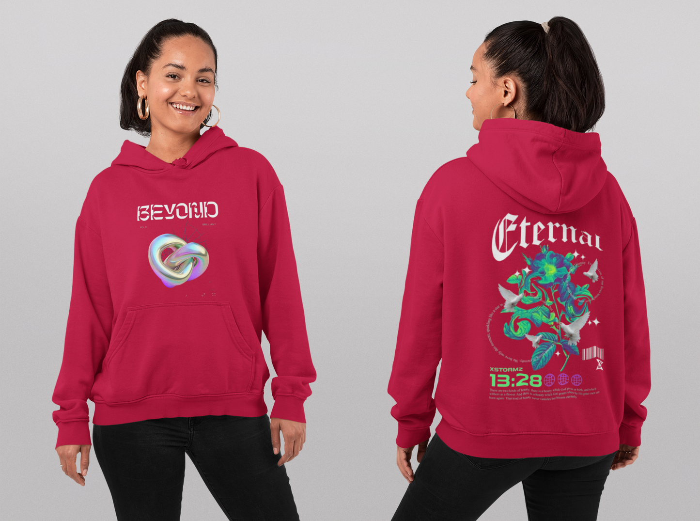 Eternal Beyond – Unisex Graphic Hoodie | Futuristic Streetwear with Dual-Side Design