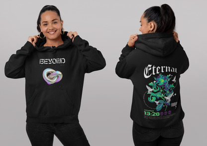 Eternal Beyond – Unisex Graphic Hoodie | Futuristic Streetwear with Dual-Side Design