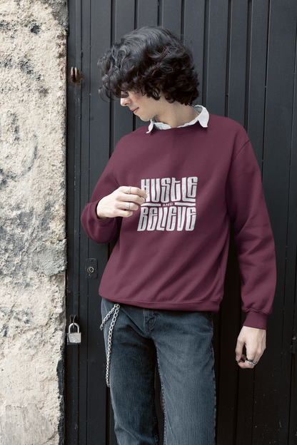 Hustle and Believe Graphic Sweatshirt – Maroon